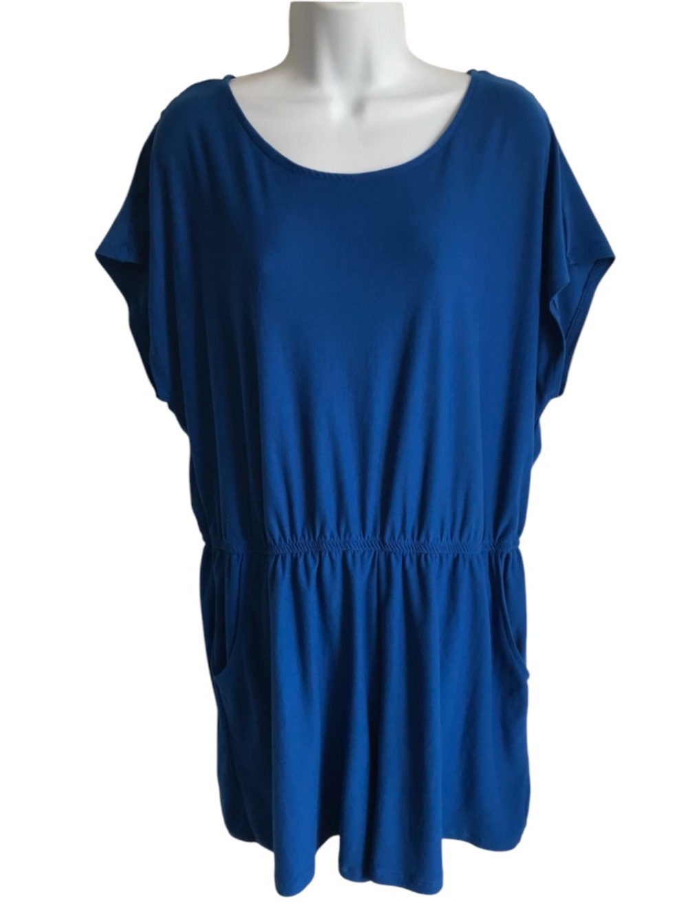 🔴 4/$15 Just Be Women’s 2X Royal Blue Relaxed Scoop-Neck Pockets Romper in EUC